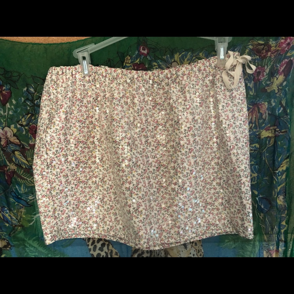 NWT Calico flower & sequin floral miniskirt 13/14